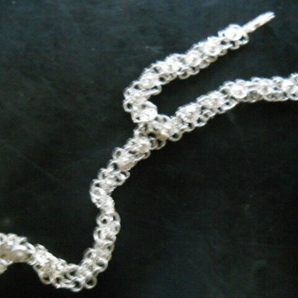 Beautiful Silver Floral Flower Chain Slave Bracelet Adj Ring - Picture 3 of 4